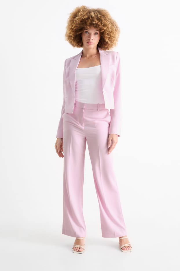Femei - Pantaloni office - talie înaltă - tapered fit - roz