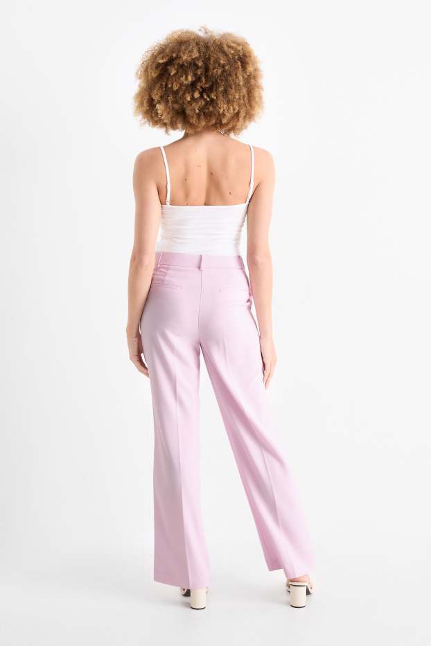 Femei - Pantaloni office - talie înaltă - tapered fit - roz