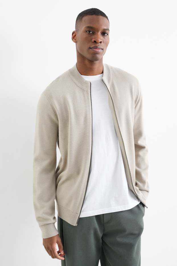 Men - Cardigan - light beige