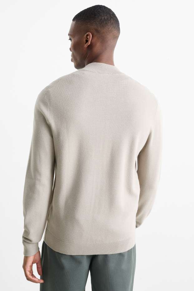 Men - Cardigan - light beige