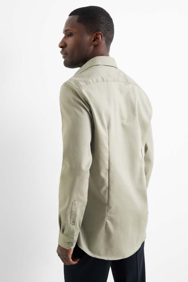 Hommes - Chemise de bureau - slim fit - col kent - facile à repasser - vert clair