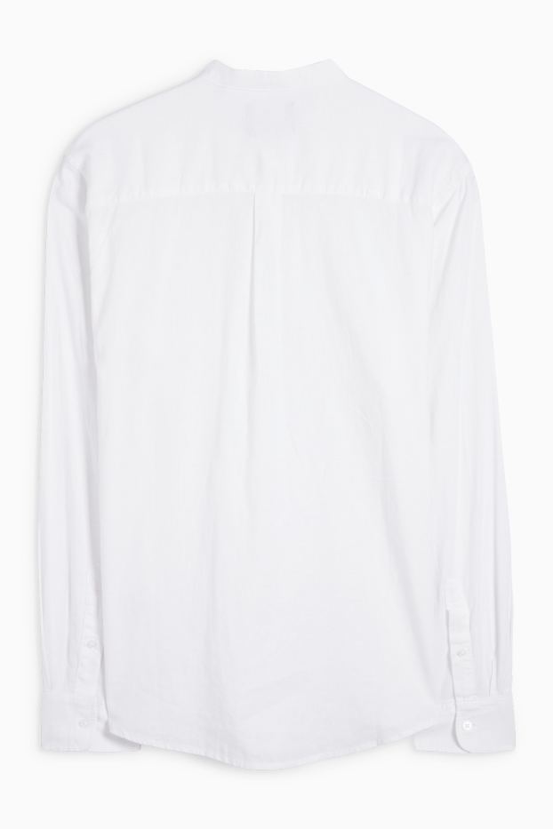 Home - Camisa - regular fit - coll alçat - barreja de lli - blanc