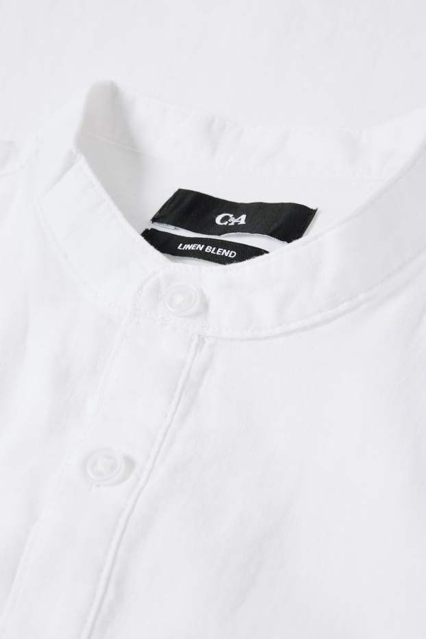 Home - Camisa - regular fit - coll alçat - barreja de lli - blanc