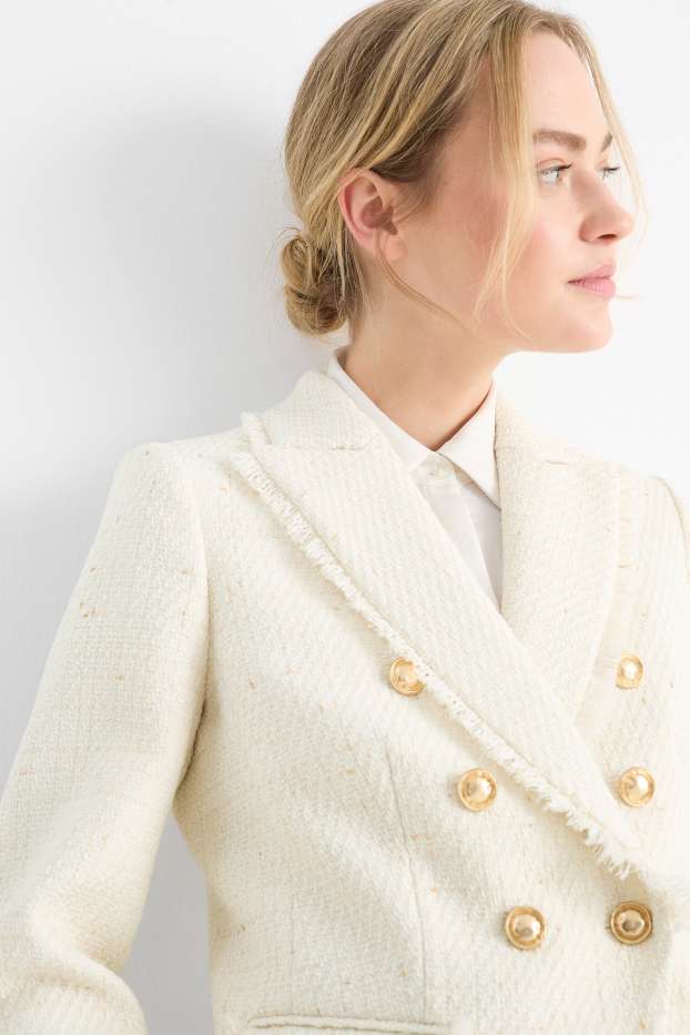 Femmes - Blazer de bureau - cintré - blanc crème