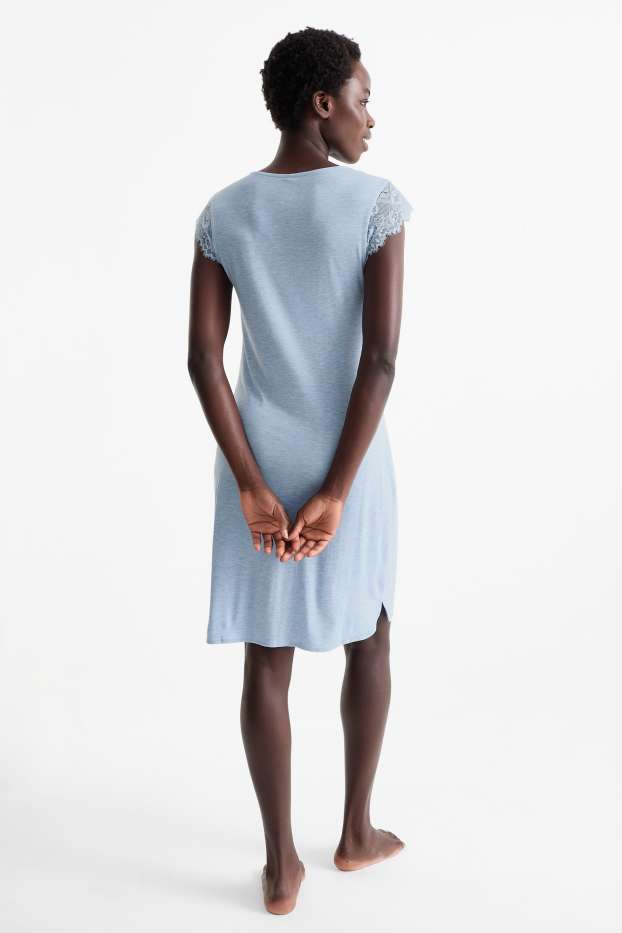 Femmes - Chemise de nuit en viscose - bleu clair