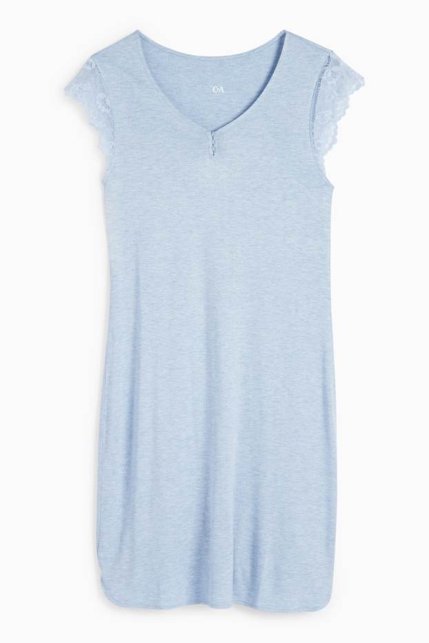 Femmes - Chemise de nuit en viscose - bleu clair