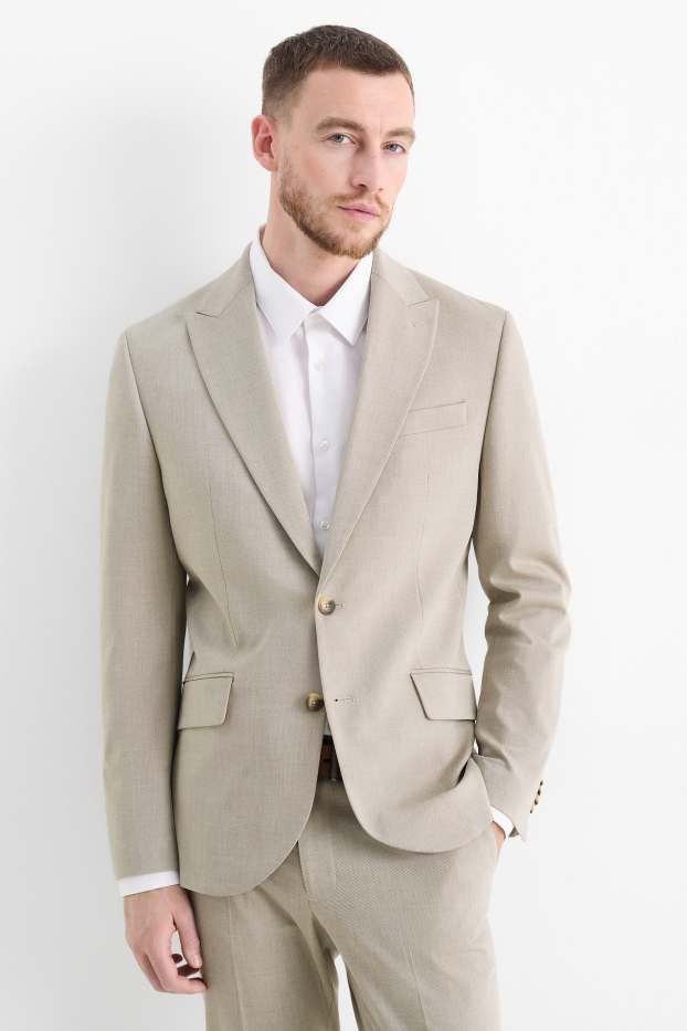 Herren - Baukasten-Sakko - Slim Fit - Stretch - hellbeige