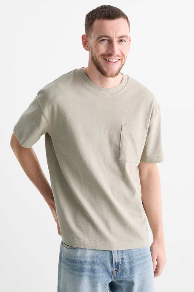 Hommes - T-shirt - relaxed fit - taupe