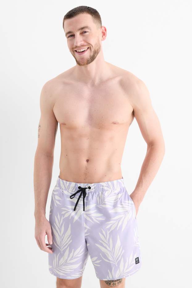 Hommes - Short de bain - à motif - violet clair