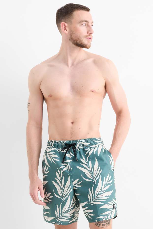 Hommes - Short de bain - à motif - vert