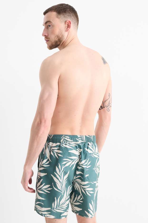 Hommes - Short de bain - à motif - vert