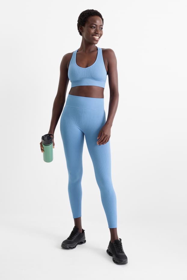 Femmes - Legging de sport - sans coutures - bleu clair