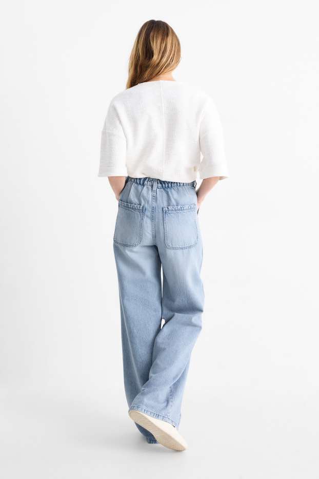 Femei - Wide leg jeans - talie înaltă - denim-albastru deschis