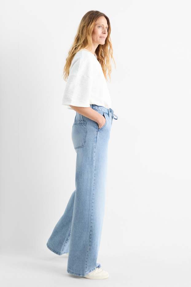 Femei - Wide leg jeans - talie înaltă - denim-albastru deschis