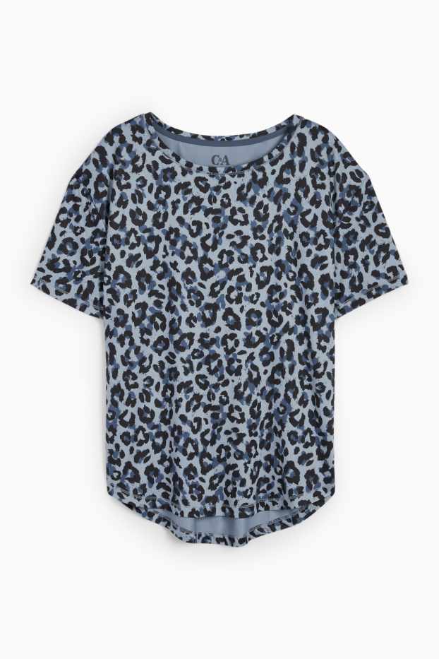 Dámské - Funkční tričko - s leopardím vzorem - modrá / světle modrá