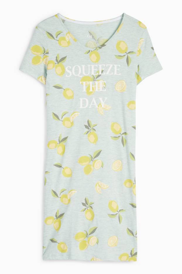 Femmes - Chemise de nuit - à motif - vert menthe