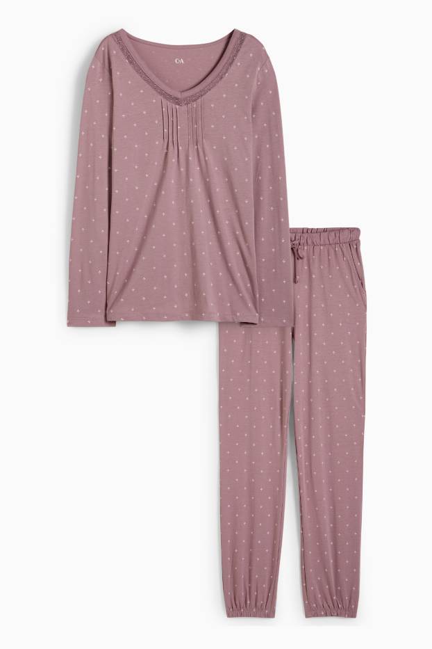 Dames - Pyjama - met patroon - donker rose