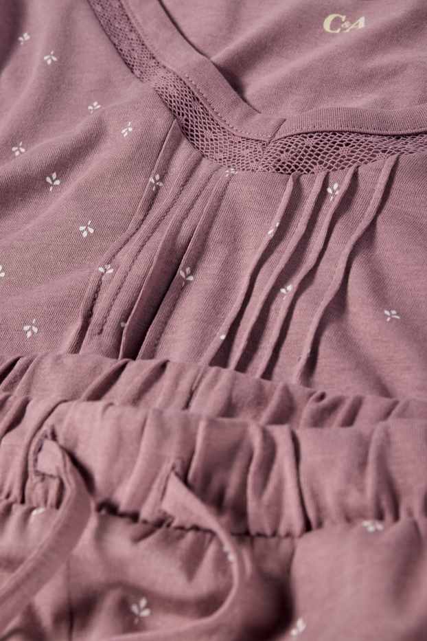 Dames - Pyjama - met patroon - donker rose