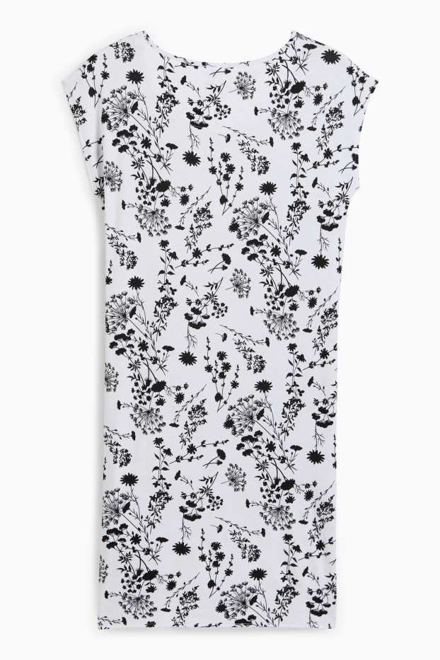 Femmes - Chemise de nuit en viscose - à fleurs - blanc / noir