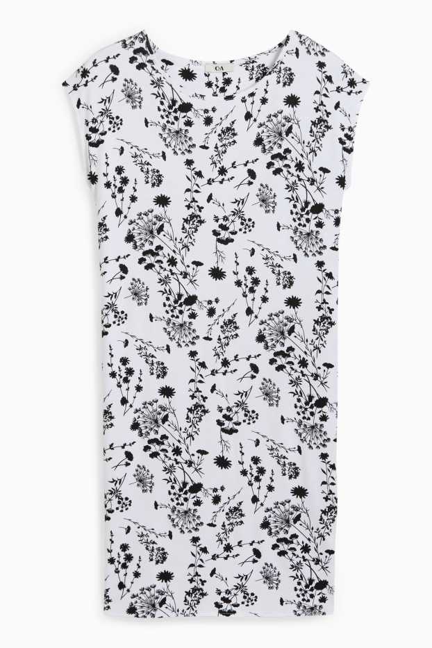 Femmes - Chemise de nuit en viscose - à fleurs - blanc / noir