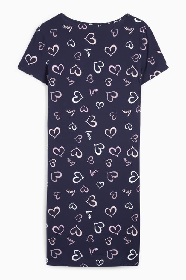 Femmes - Chemise de nuit - à motif - bleu foncé