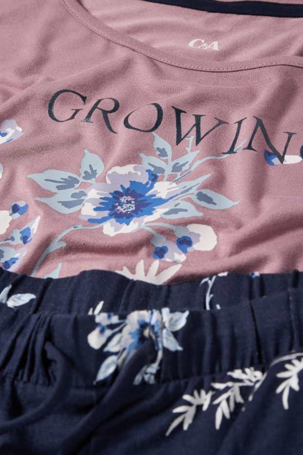 Damen - Viskose-Pyjama - rosa / blau
