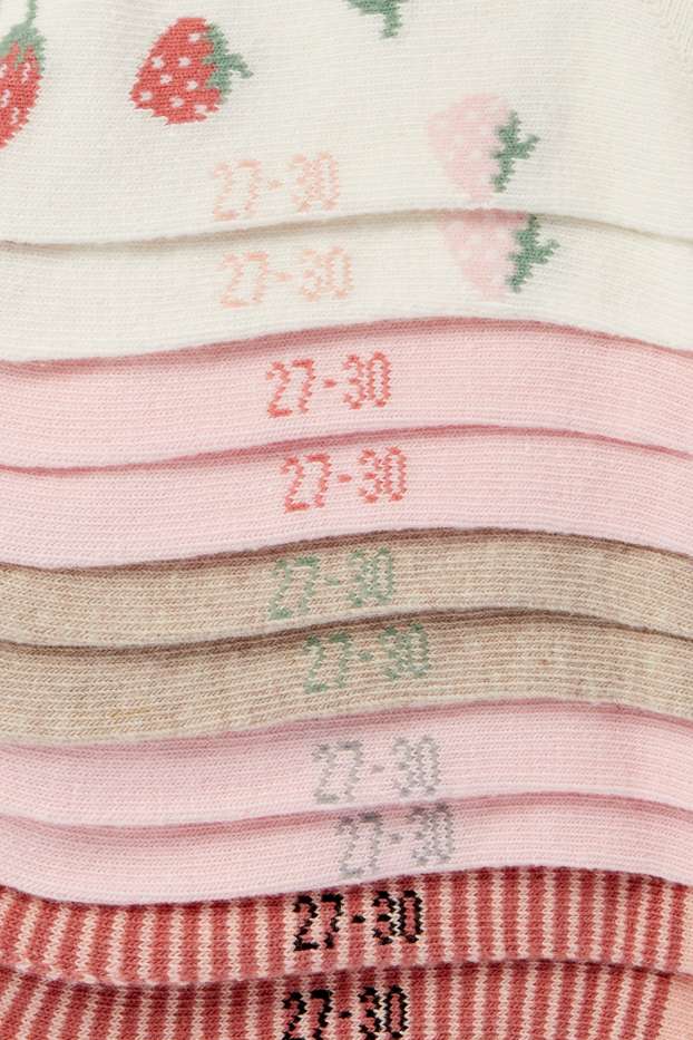 Kinder Mädchen - Multipack 5er - Erdbeere - Socken mit Motiv - rosa