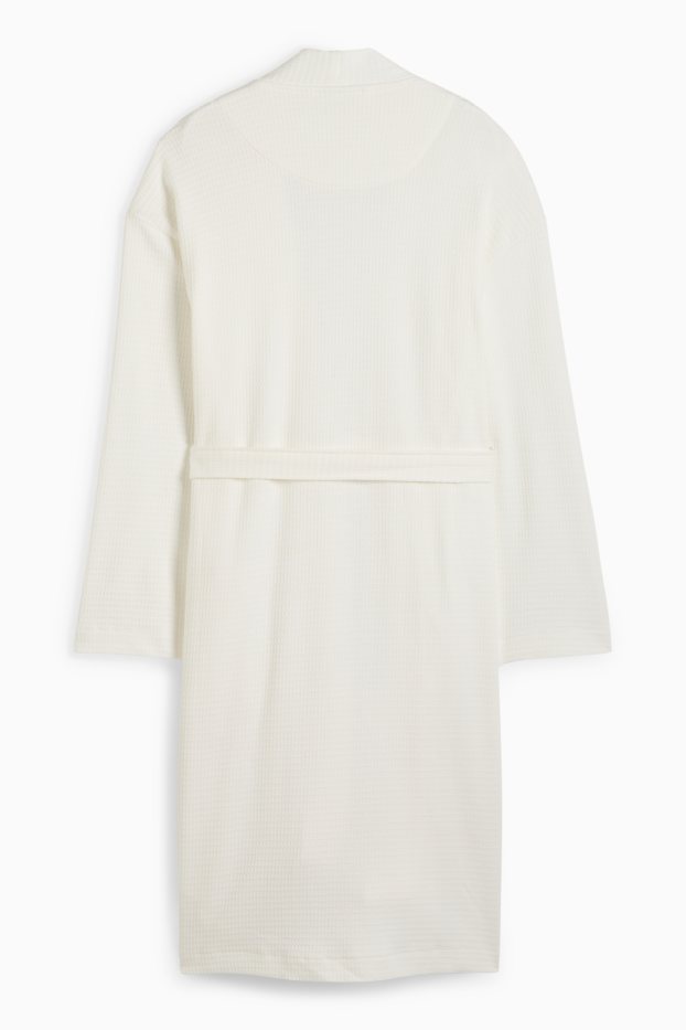 Dames - Badjas - met structuur - crème wit