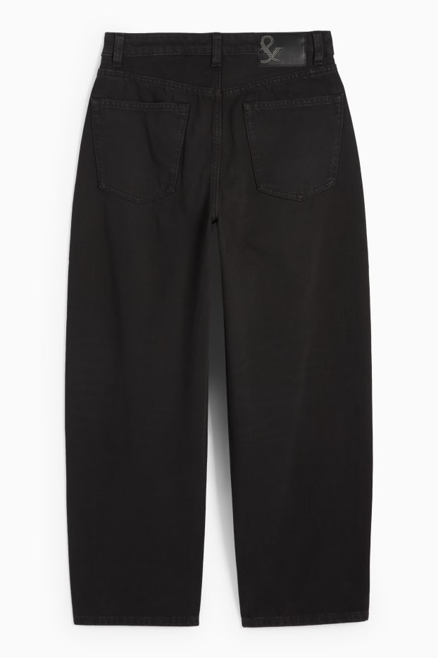 Damen - Barrel Jeans - Mid Waist - schwarz