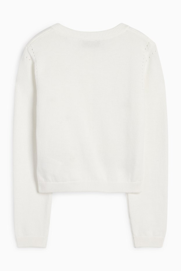 Bambine - Cardigan - motivo oche - bianco