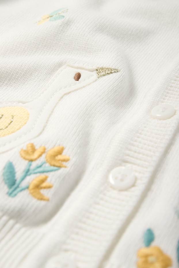 Bambine - Cardigan - motivo oche - bianco
