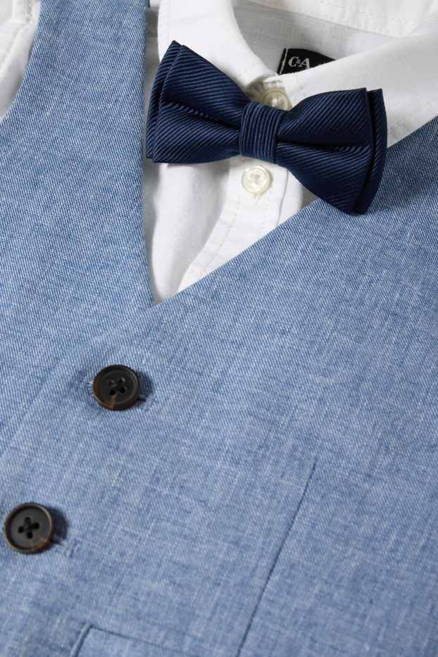 Kinderen: jongens - Set - overhemd, gilet en strikje - 3-delig - blauw