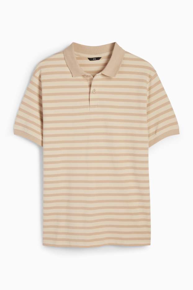 Bărbați - Tricou polo - cu dungi - bej