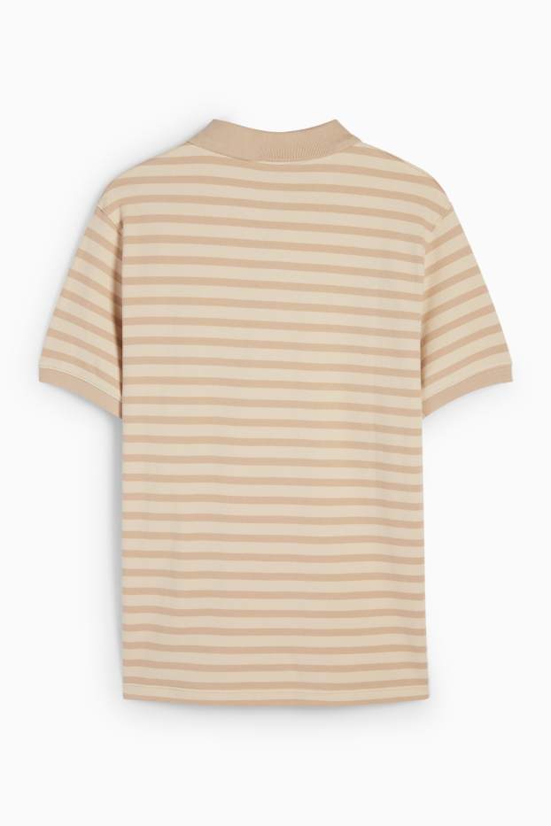 Bărbați - Tricou polo - cu dungi - bej