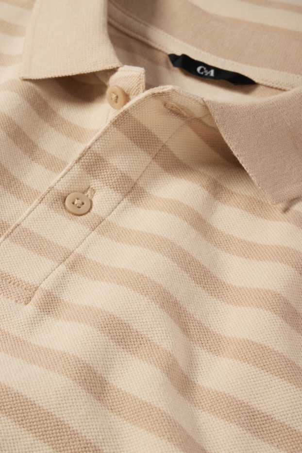 Bărbați - Tricou polo - cu dungi - bej