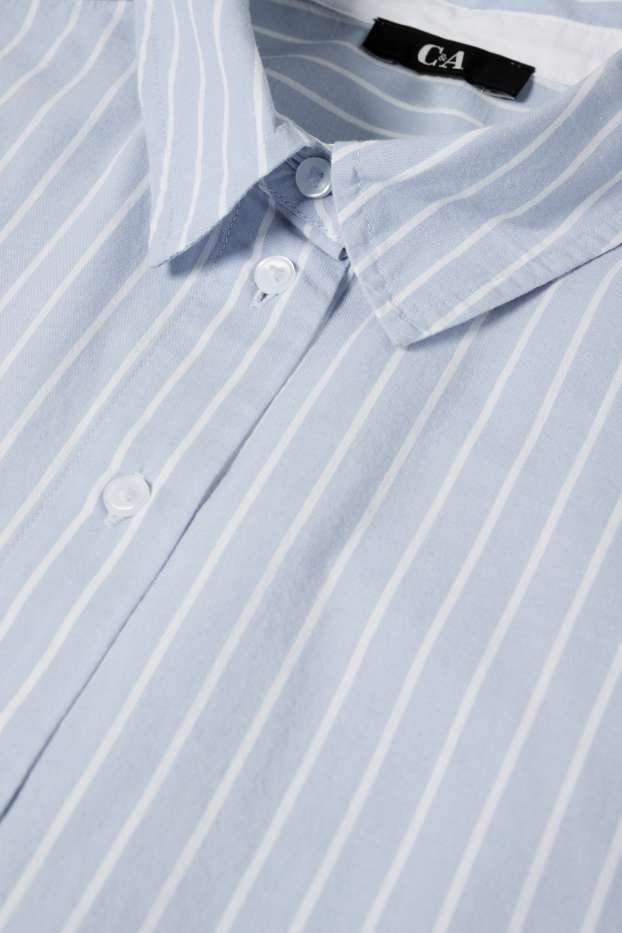 Women - Poplin blouse - striped - light blue