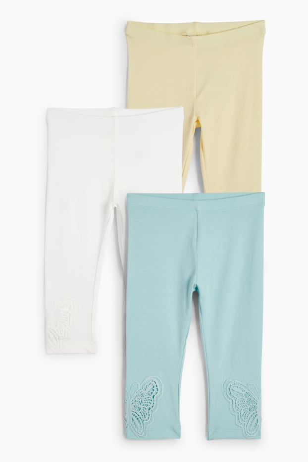 Kinder Mädchen - Multipack 3er - Schmetterling - Capri-Leggings - türkis