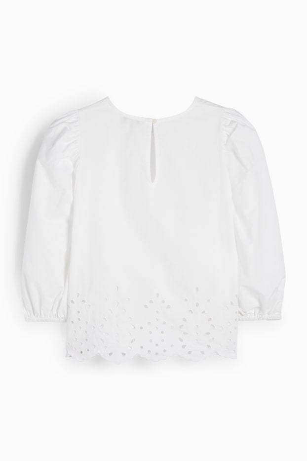 Dames - Blouse - Broderie Anglaise - wit