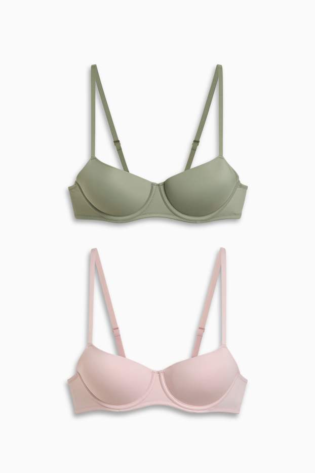 Femmes - Lot de 2 - soutiens-gorge avec armatures - DEMI - ampliformes - vert menthe