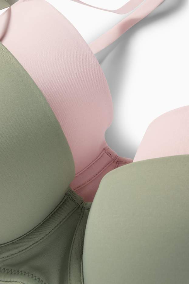 Femmes - Lot de 2 - soutiens-gorge avec armatures - DEMI - ampliformes - vert menthe
