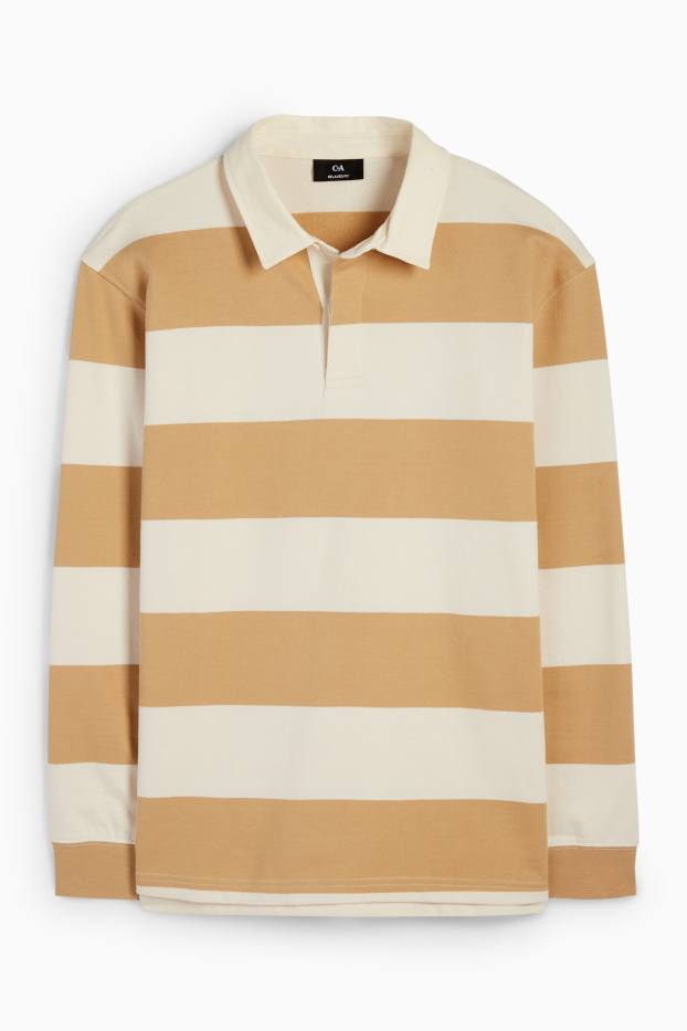 Men - Polo shirt - striped - beige