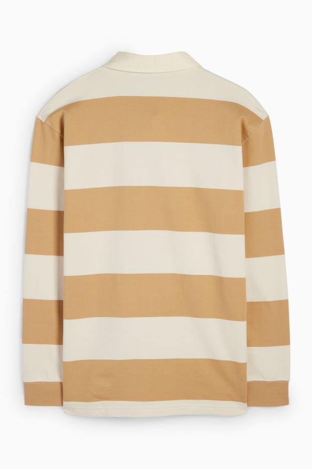 Men - Polo shirt - striped - beige