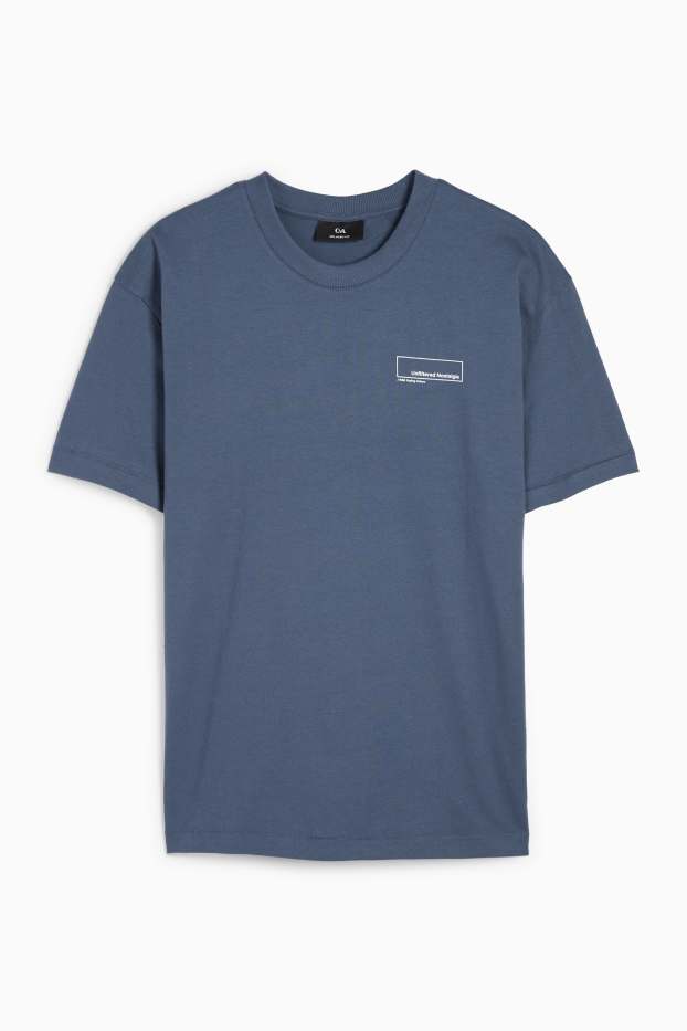 Hommes - T-shirt - relaxed fit - bleu foncé