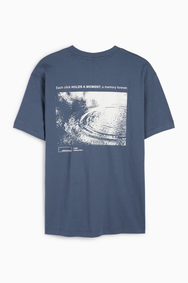 Hommes - T-shirt - relaxed fit - bleu foncé