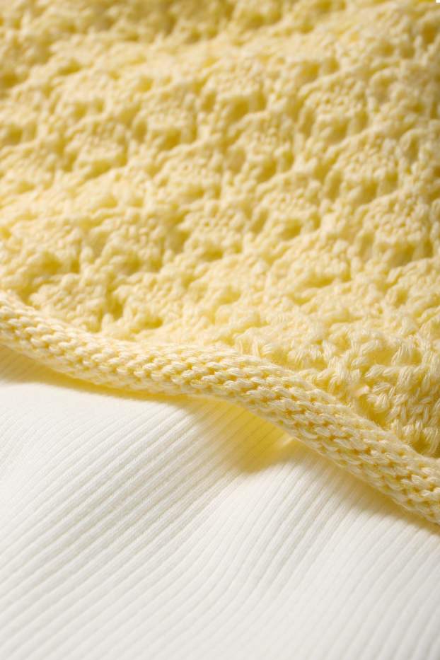 Děti - dívky - Souprava - svetr a top - 2dílná - světle žlutá