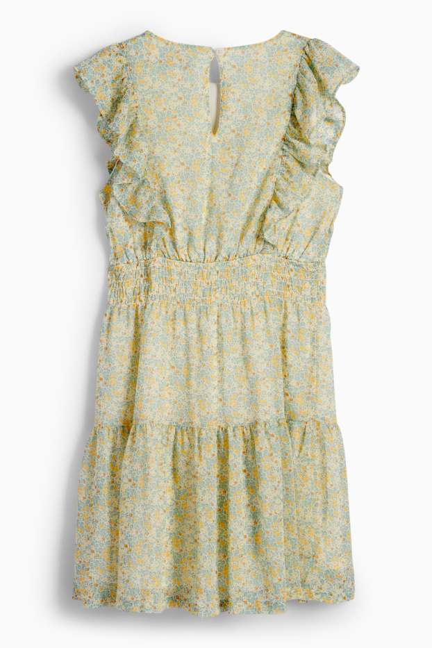 Copii - Fete - Rochie - cu flori - verde deschis