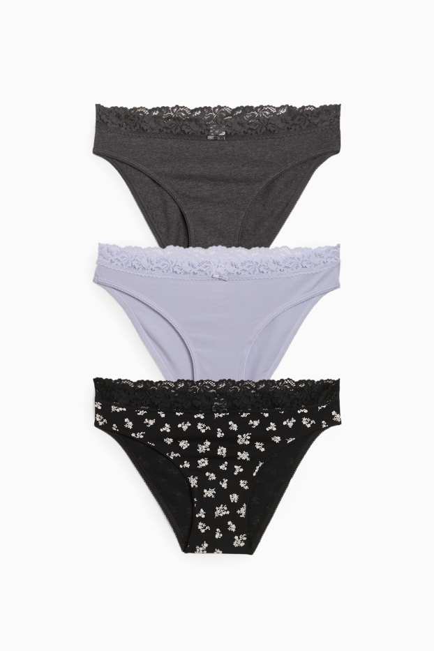 Femmes - Lot de 3 - culottes - noir