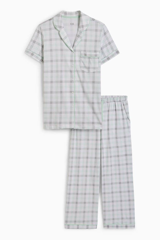 Mujer - Pijama - de cuadros - gris / verde