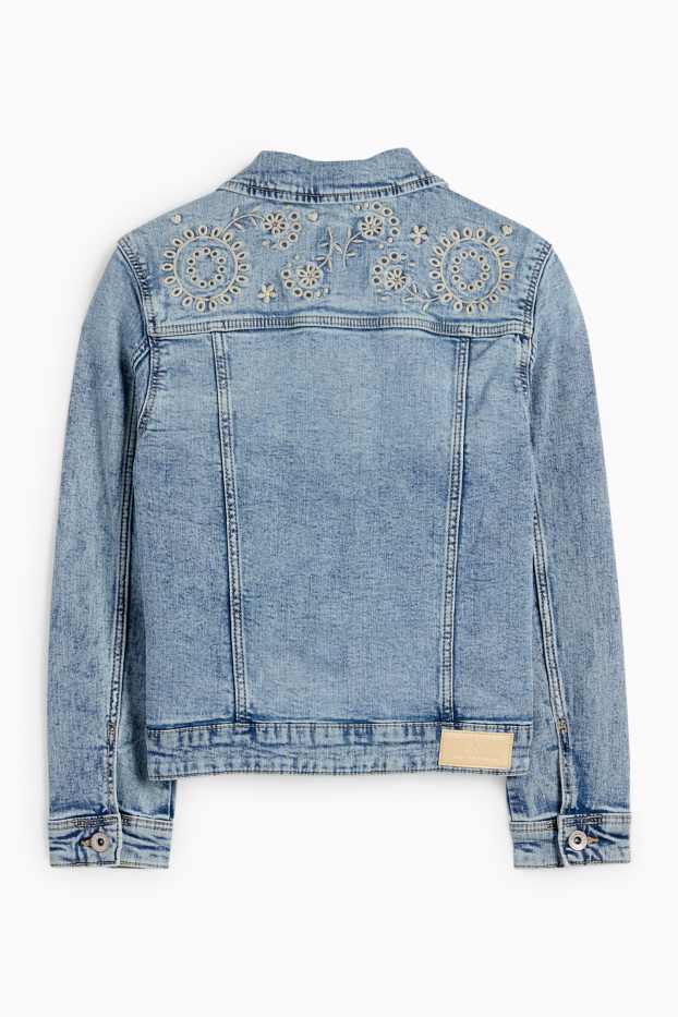 Bambine - Giacca di jeans - a fiori - jeans blu
