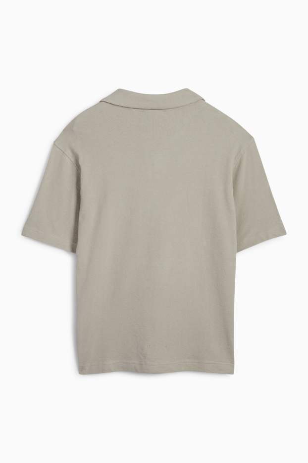 Herren - Poloshirt - gerippt - grau